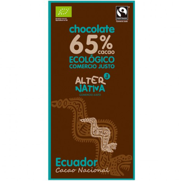 Chocolate 65% Cacao ecológico y de comercio justo