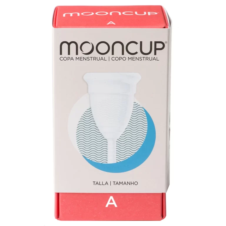 Copa Menstrual Mooncup Talla A en color transparente, solución reutilizable para la menstruación