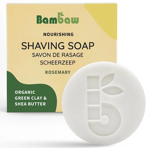 Jabón de Afeitar Romero de Bambaw para un afeitado suave, eficaz y sostenible.