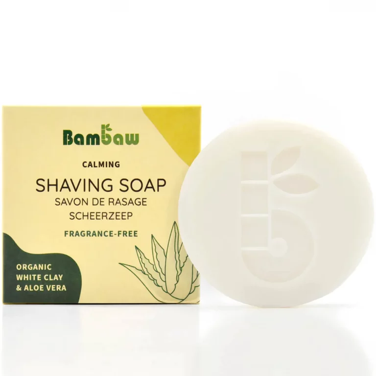 El Jabón de Afeitar Sin Perfume de Bambaw para un afeitado suave, eficaz y sostenible.