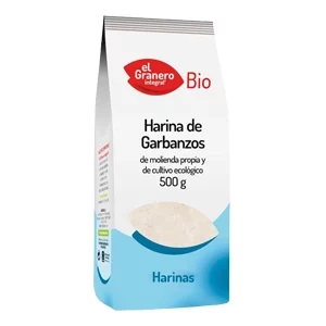 La Harina de Garbanzos Bio del Granero Integral es un alimento muy rico en proteínas y fibra, bajo en hidratos y prácticamente sin azúcares ni grasas.