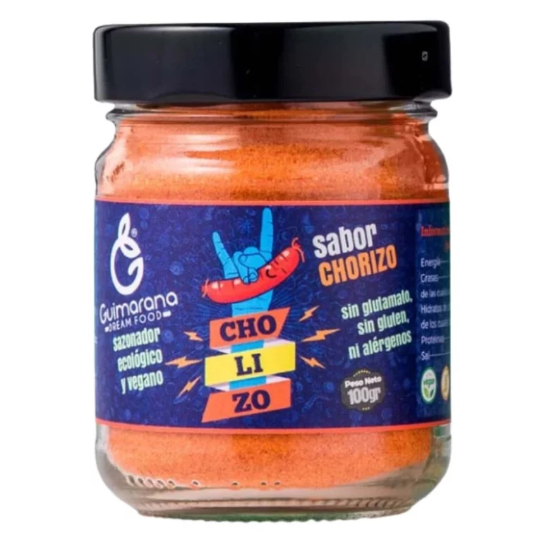 Descubre el Sazonador Sabor Chorizo Cholizo de Guimarana, un producto vegano y ecológico con sabor a chorizo.