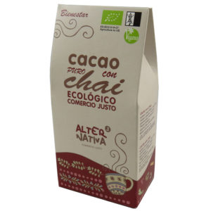 cacao con chai de comercio justo y ecológico